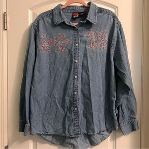 VINTAGE 90’s Mickey Unlimited Mickey and Minnie Denim Button Up